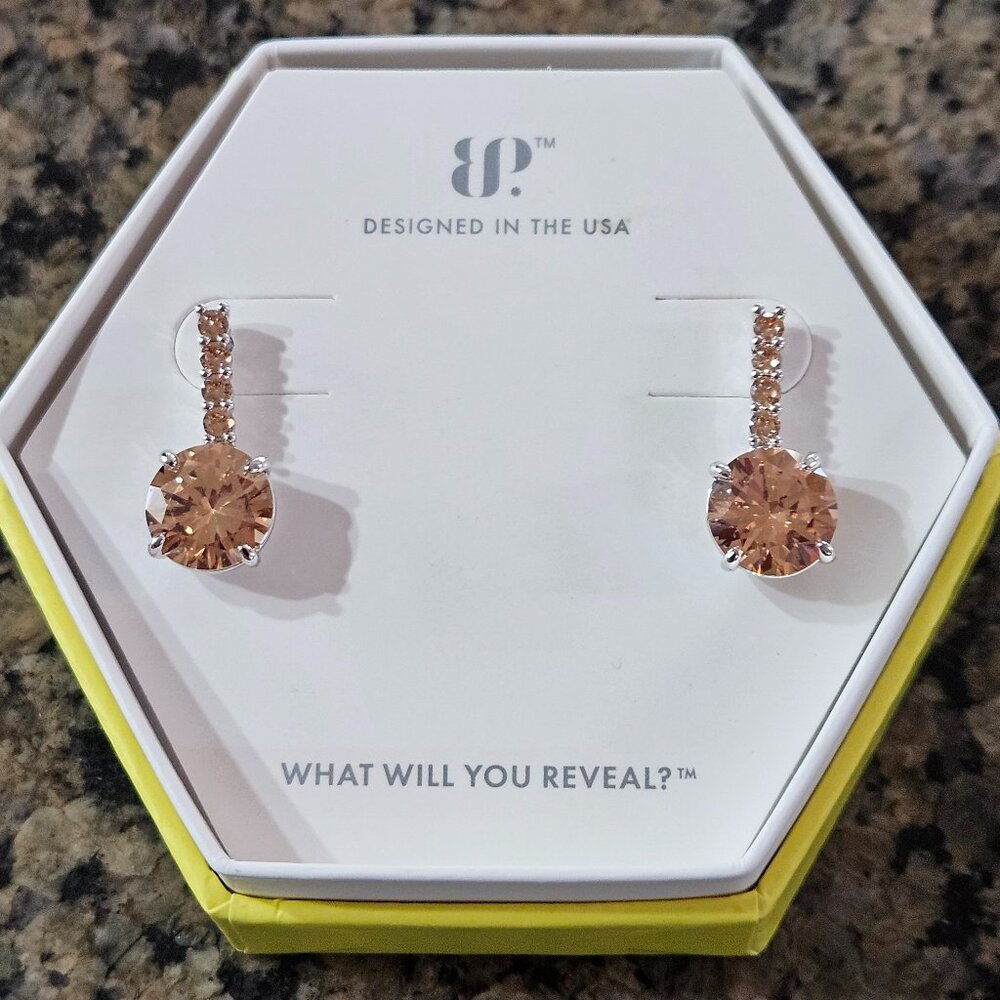 Bomb Party RBP5758 "A Classic Moment" Smokey Topaz Cubic Zirconia Earrings